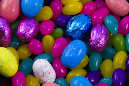 Bowl of very colourful mixed easter egg candy