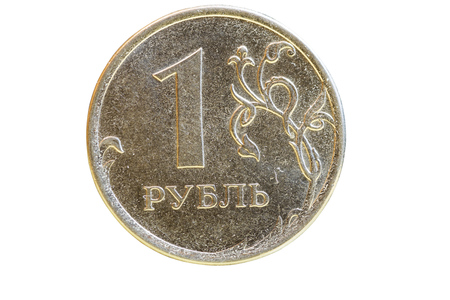 Coin one russian ruble isolated macroの写真素材