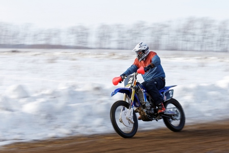 Ulyanovsk, Russia - February 06, 2016. Winter motocross race 2016. Shot of a motocross competition.のeditorial素材