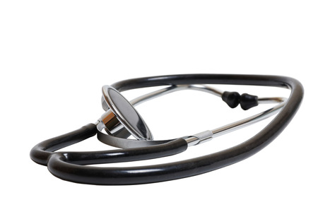 Stethoscope (phonendoscope) isolated on white. Shallow focus.の写真素材