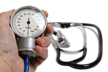 Hand with medic instrument for measuring blood pressure - Professional Blood Pressure Kit with...