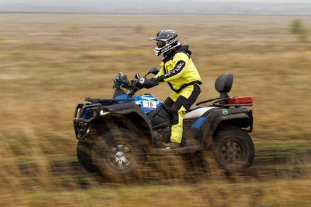 Ulyanovsk, Russia - September 24, 2016. Rally raid Hills of Russia. ATV racer on a dirt road through...
