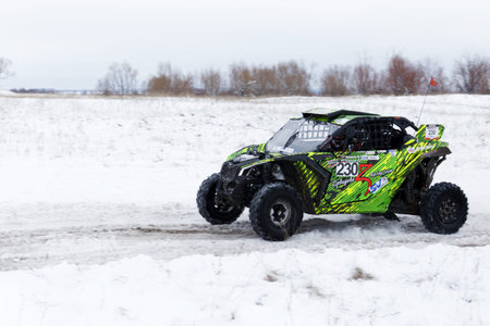 Ulyanovsk, Russia - December 09, 2017. Winter rally raid Hills of Russia. Four wheel drive ATV...