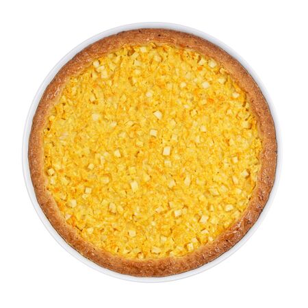 Homemade Apple Lemon Pie. Top view. Isolated on white background.の写真素材