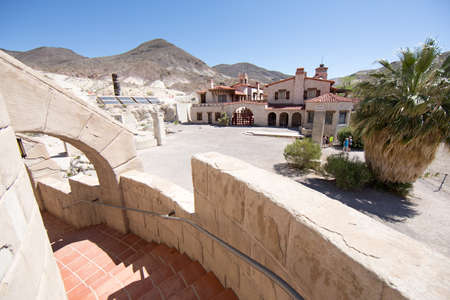 View from the balcony exterior at Scotty's Castle, Death Valleyのeditorial素材