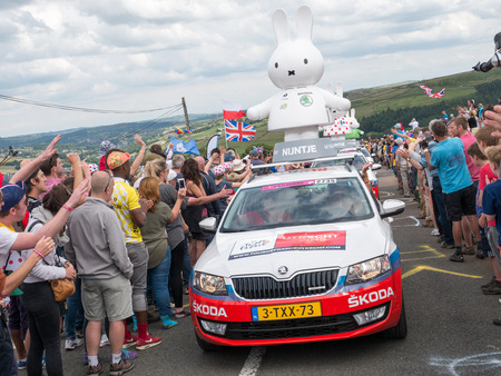 Holmfirth, UK - July 6th, 2014: The peleton of the Tour De France climbs Holme Moss, near Holmfirth, Yorkshireのeditorial素材