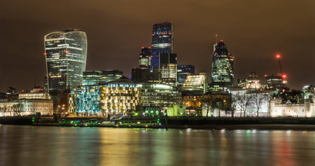 London night skyline looking across the Thames towards The City.の写真素材