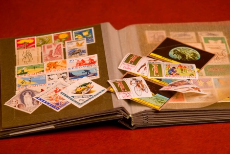 Albums for the collection of old postal stampsの写真素材