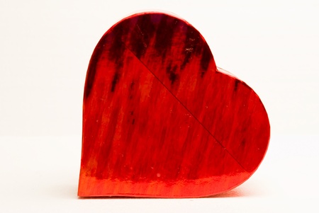 red heart made of cardboardの写真素材