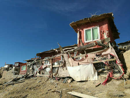 Red Houses at Yaqing Buddhist Temple and Monestry - Sichuan Province, Chinaの素材