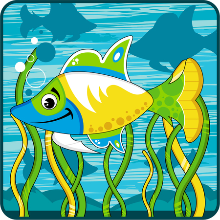Cute Cartoon Tropical Fishのイラスト素材