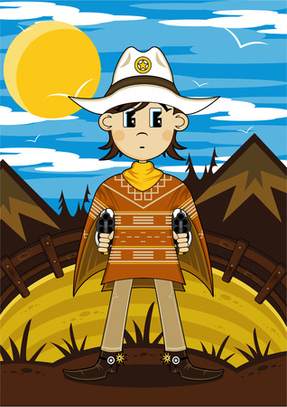 Cartoon Wild West Cowboy Sheriffのイラスト素材