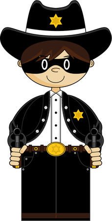 Cartoon Masked Wild West Cowboy Sheriffのイラスト素材