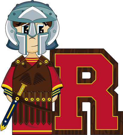 R is for Roman Alphabet Learning Illustrationのイラスト素材