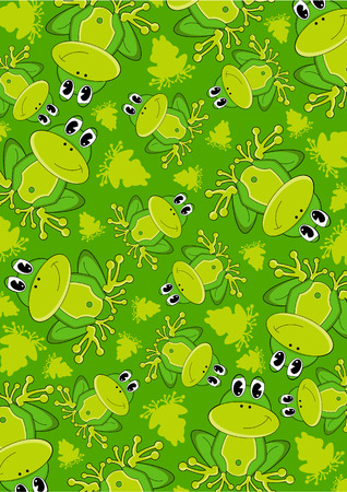 Cute Cartoon Frog Patternのイラスト素材