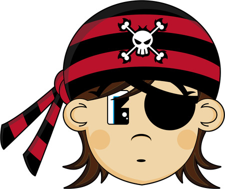 Cute cartoon eye patch pirate kid on a white color.のイラスト素材