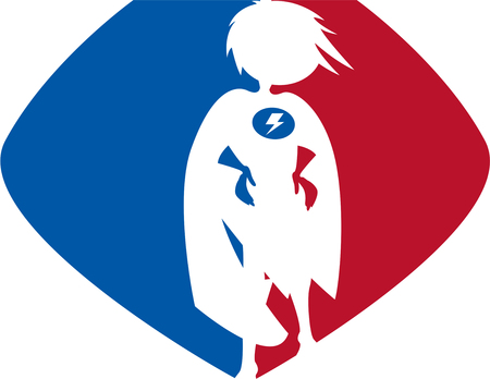 Cartoon Heroic Superhero in Silhouetteのイラスト素材