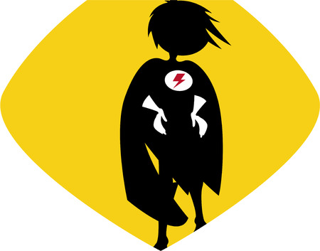 Cartoon Comic Book Superhero in Silhouetteのイラスト素材