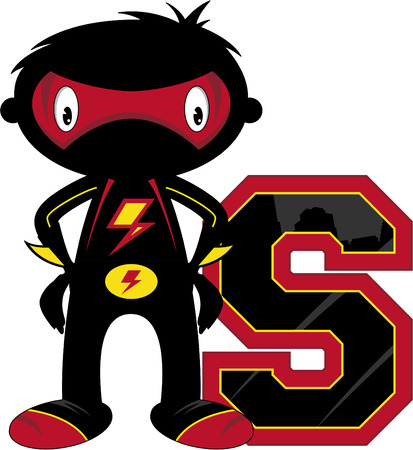 S is for Superhero Learning Illustrationのイラスト素材