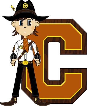 C is for Cowboy Learning Illustrationのイラスト素材
