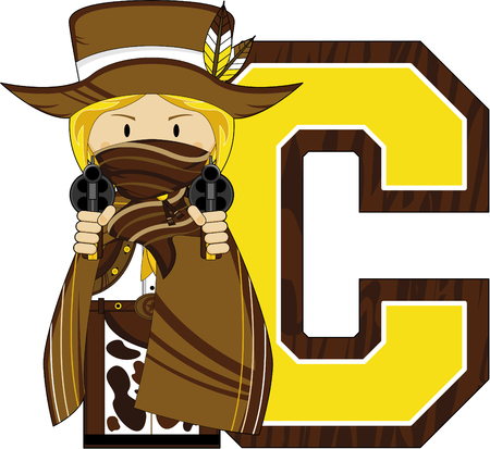 C is for Cowboy Learning Illustrationのイラスト素材