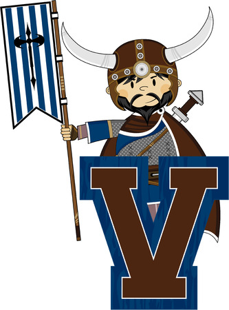 V is for Viking Learning Illustrationのイラスト素材