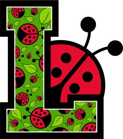 L is for Ladybug Alphabet Learning Illustrationのイラスト素材