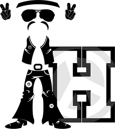 H is for Hippie Alphabet Learning Illustrationのイラスト素材