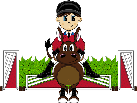 Cute Cartoon Horse Racing Jockeyのイラスト素材