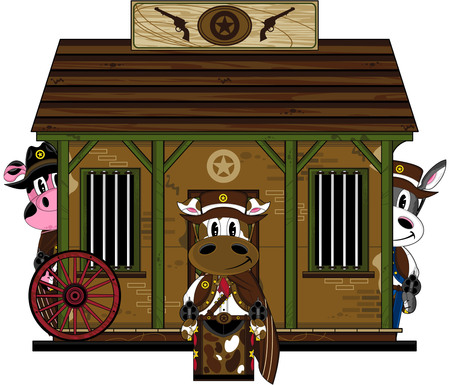 Cow, Pig and Donkey Cowboys.のイラスト素材