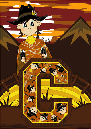 C is for Cowboy Learning Illustrationのイラスト素材