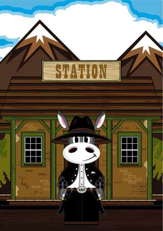 Cute Wild West Donkey Cowboyのイラスト素材