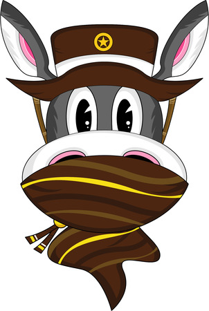 Cute Wild West Donkey Cowboyのイラスト素材