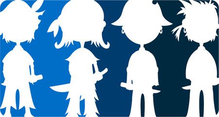 Cartoon Pirates in Silhouetteのイラスト素材