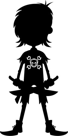 Cartoon Pirate in Silhouetteのイラスト素材