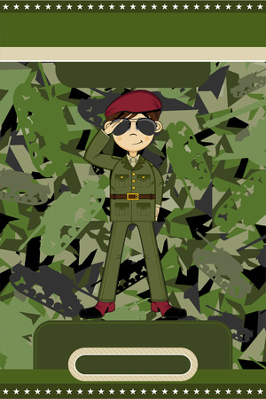 Cartoon Army Soldier Salutingのイラスト素材