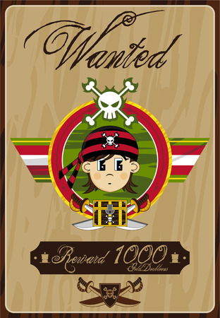 Cartoon Bandana Pirate Wanted Posterのイラスト素材