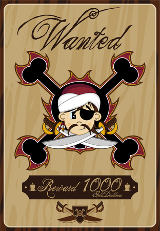 Cartoon Pirate Wanted Posterのイラスト素材