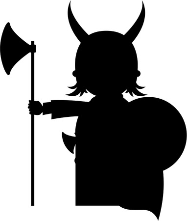 Norse Viking Warrior in Silhouetteのイラスト素材