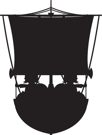 Norse Viking Warriors on Longboatのイラスト素材