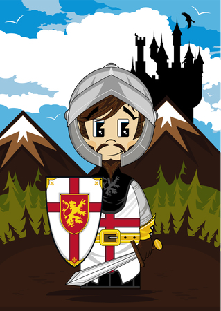Cartoon Medieval Crusader Knightのイラスト素材