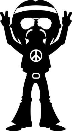 Cool Hippie Guy in Silhouetteのイラスト素材