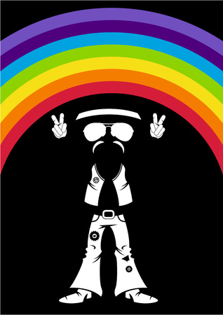 Flower Power Hippie Rainbow Silhouette.のイラスト素材