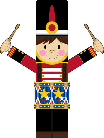 Cartoon Nutcracker Soldier Drummingのイラスト素材