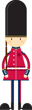 Cute Cartoon British Queenâs Palace Guardのイラスト素材