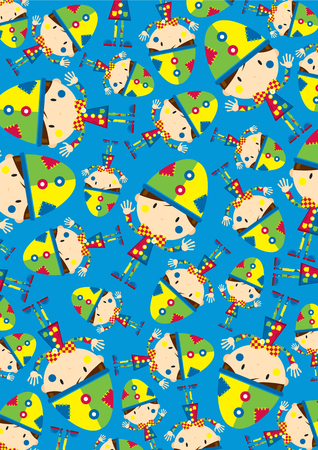 Cute Cartoon Circus Clown Patternのイラスト素材