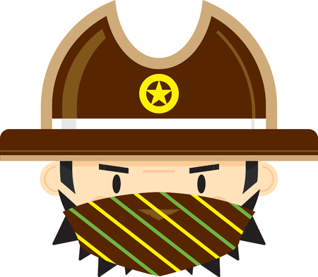 Cute Cartoon Cowboy Sheriff in Maskのイラスト素材