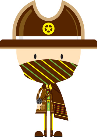 Cute Cartoon Cowboy Sheriff in Maskのイラスト素材
