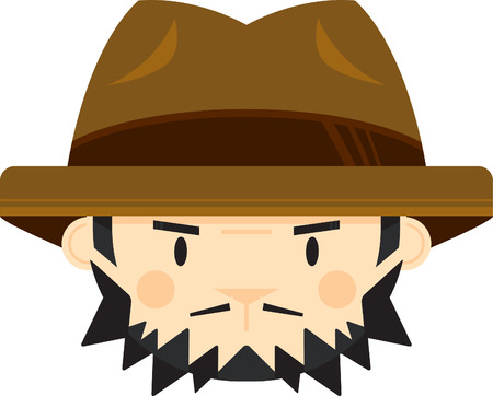 Cute Cartoon Adventurer Faceのイラスト素材