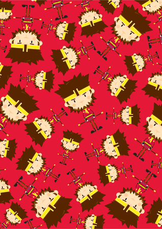 Cute Sun Wukong The Monkey King Patternのイラスト素材